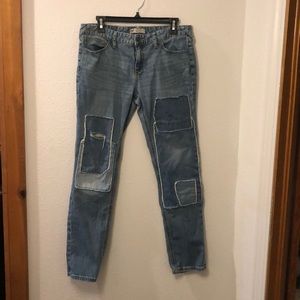 Free people distressed jeans with patches Sz 31